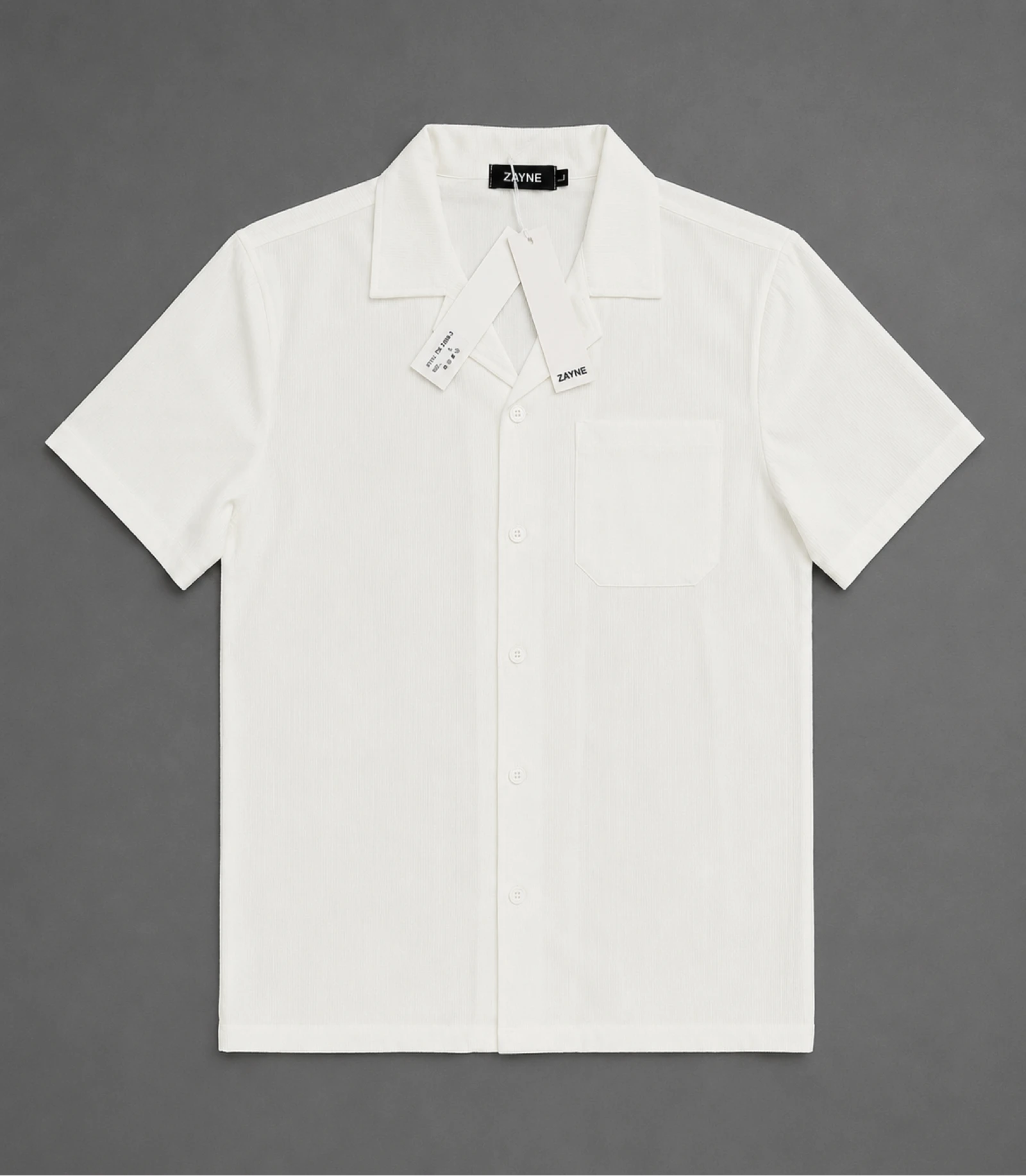Men’s Premium Textured Camp Collar Shirt & Pants Set – Whit – photo 2